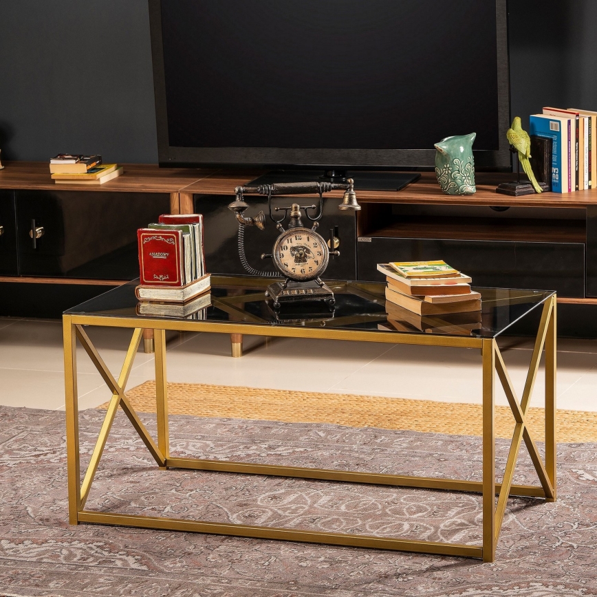 Konferencijski stočić ILIOMAR 46,6x94 cm zlatna/crna