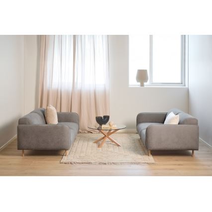 Konferencijski stočić LUCA 82 cm prozirno staklo/hrast