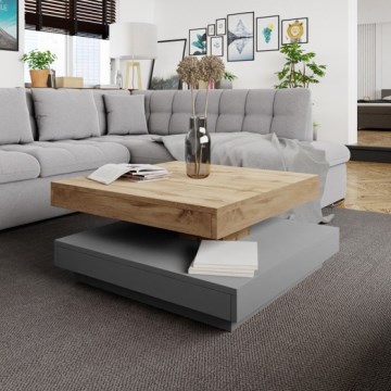 Konferencijski stočić NENANI 34x70 cm siva/hrast wotan