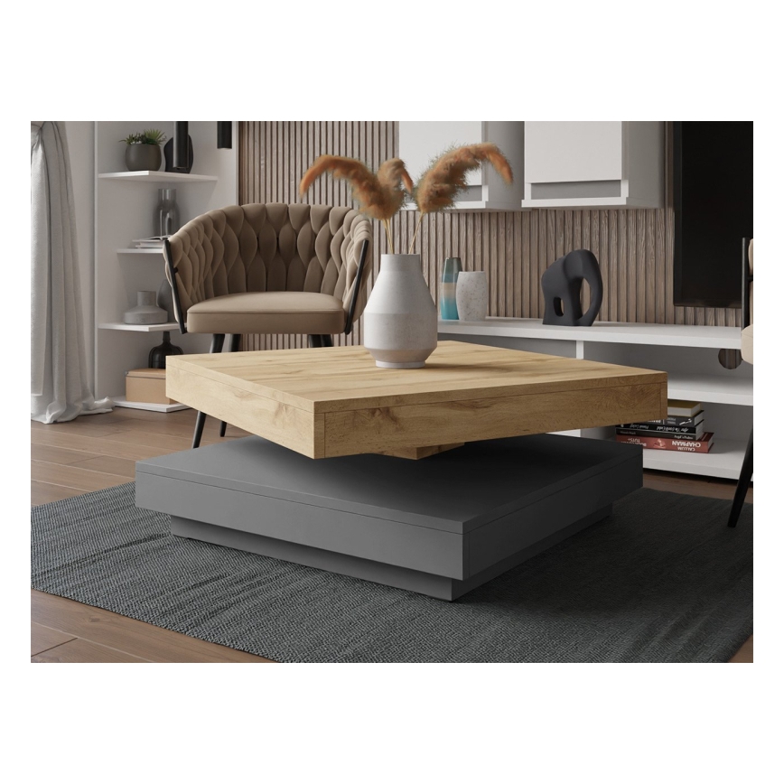 Konferencijski stočić NENANI 34x70 cm siva/hrast wotan