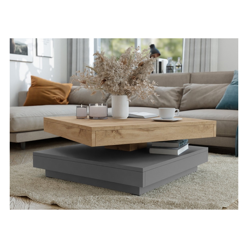 Konferencijski stočić NENANI 34x70 cm siva/hrast wotan