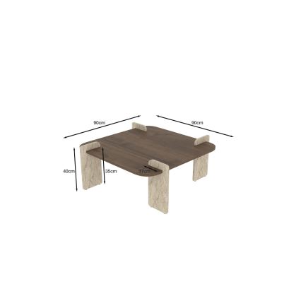Konferencijski stočić PURO 90x90 cm orah/bež
