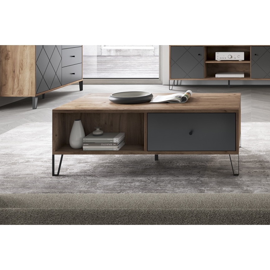 Konferencijski stočić SULA hrast craft/crna