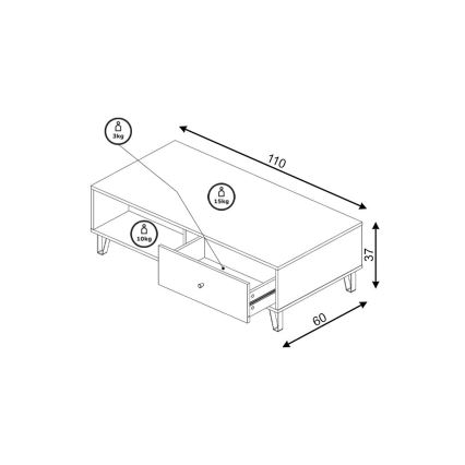 Konferencijski stočić SULA hrast craft/crna