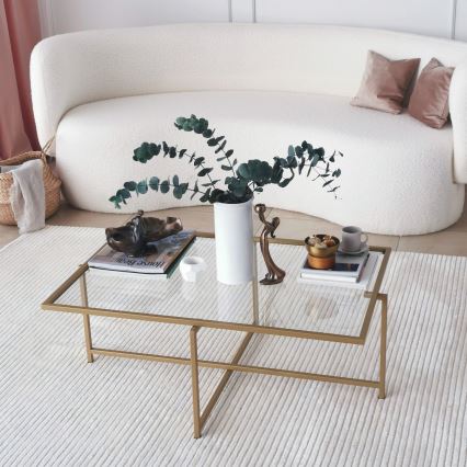 Konferencijski stočić SUN 35x94 cm zlatna/prozirna