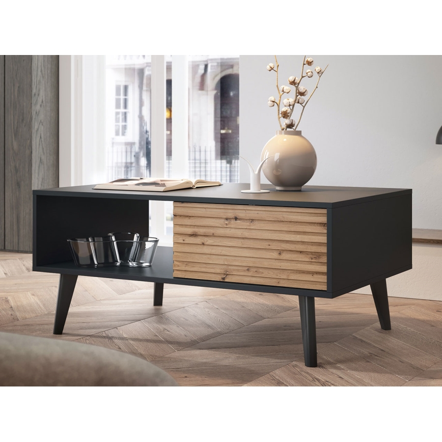 Konferencijski stočić WILLOW 46x104 cm crna/hrast artisan