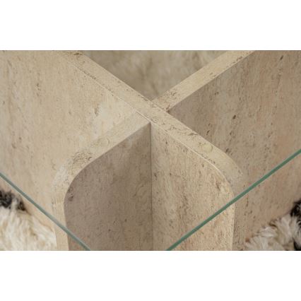 Konferencijski stolić ESCAPE 105x65 cm travertin/prozirno staklo