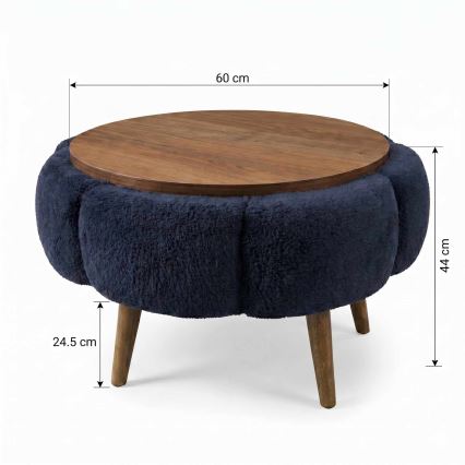Konferencijski stolić FELPO prečnik 60 cm plava/orah