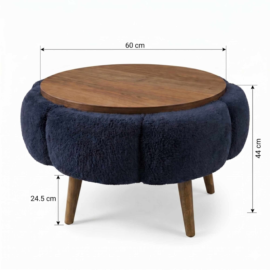 Konferencijski stolić FELPO prečnik 60 cm plava/orah