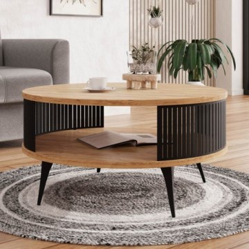 Konferencijski stolić ROENNI 44x75 cm crna/zlatni hrast