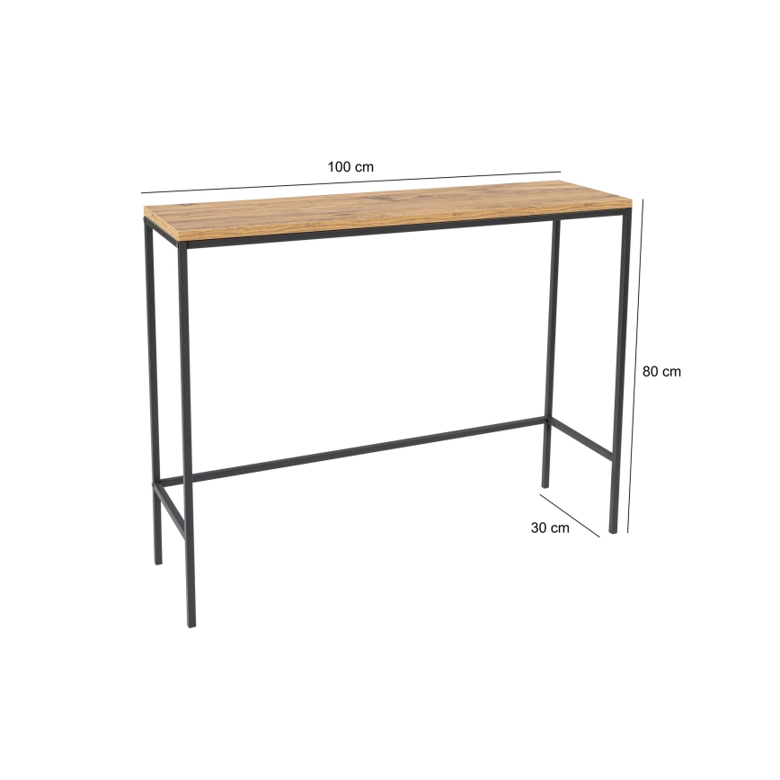 Konzolni sto CANVAS 80x100 cm borovica atlantic/crna