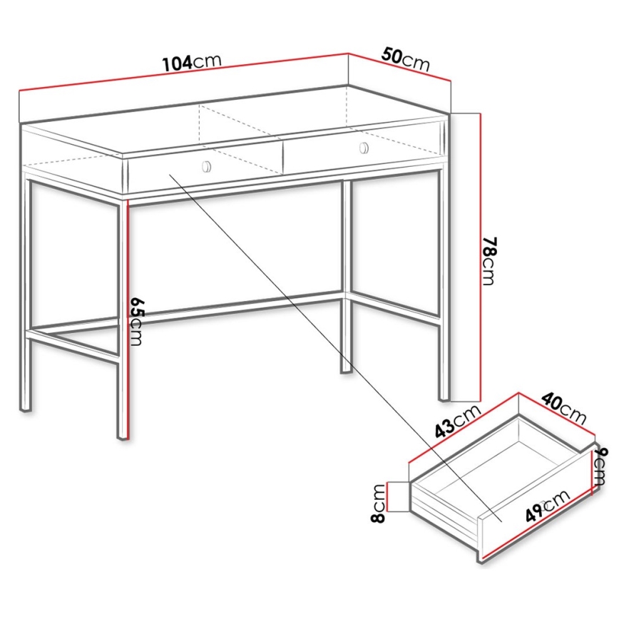 Konzolni stočić MONO 78x104 cm bež/crna