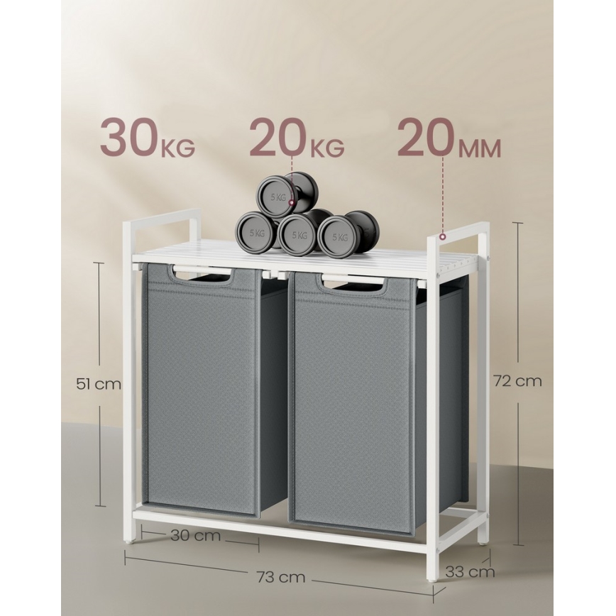 Koš za veš REX bela/siva