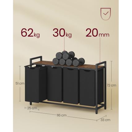 Koš za veš REX braon/crna