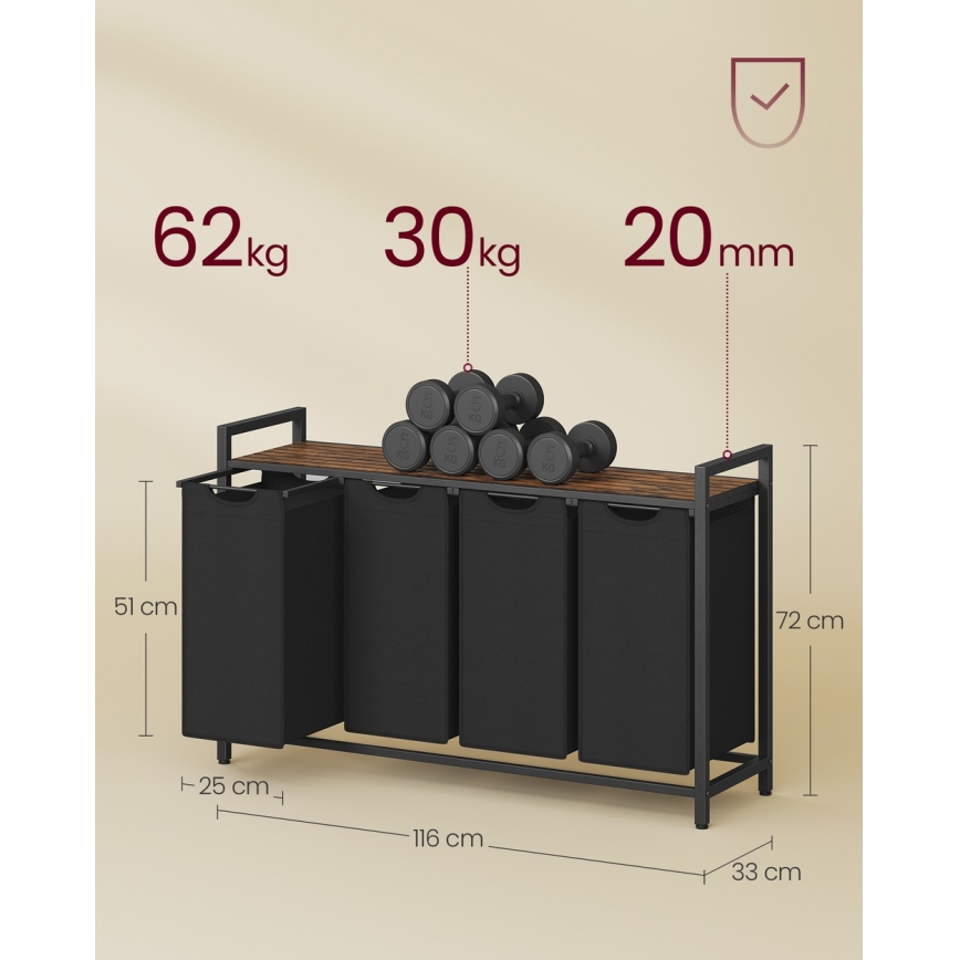 Koš za veš REX braon/crna