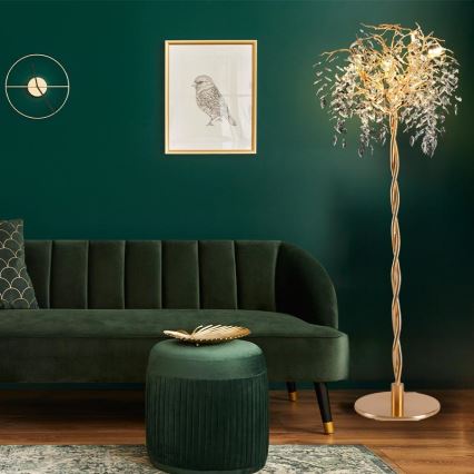 Kristalna podna lampa 5x G9/40W/230V, zlatna