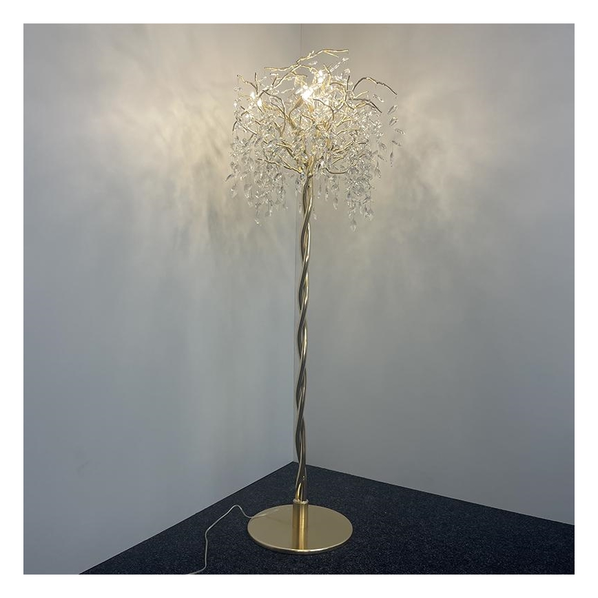 Kristalna podna lampa 5x G9/40W/230V, zlatna