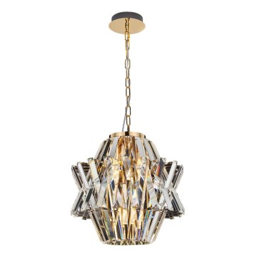 Kristalni luster CROWN na lancu, 4xE14/40W/230V, zlatni