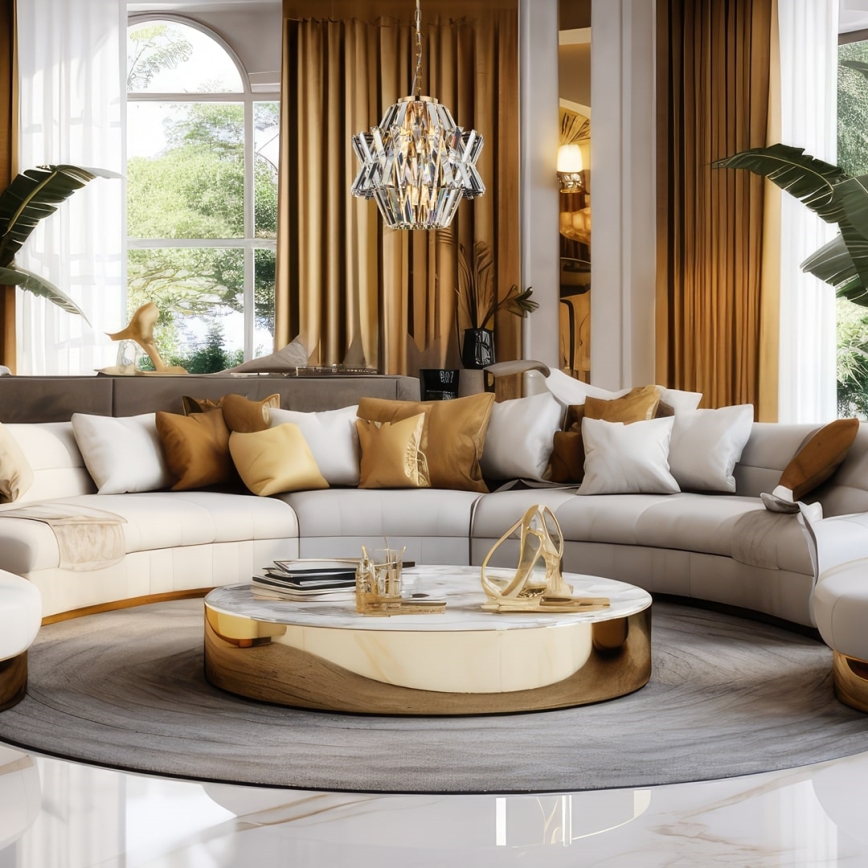 Kristalni luster CROWN na lancu, 4xE14/40W/230V, zlatni