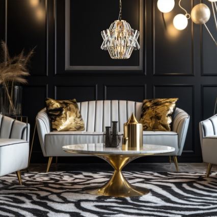 Kristalni luster CROWN na lancu, 4xE14/40W/230V, zlatni