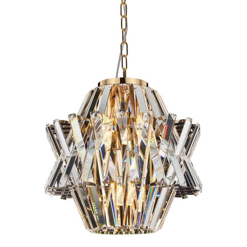 Kristalni luster CROWN na lancu, 4xE14/40W/230V, zlatni