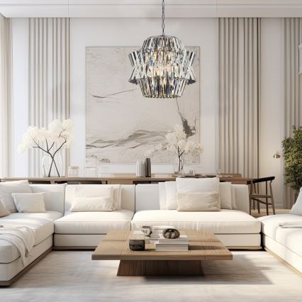 Kristalni luster na lancu CROWN 12xE14/40W/230V sjajni hrom