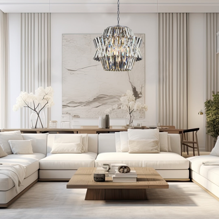 Kristalni luster na lancu CROWN 12xE14/40W/230V sjajni hrom