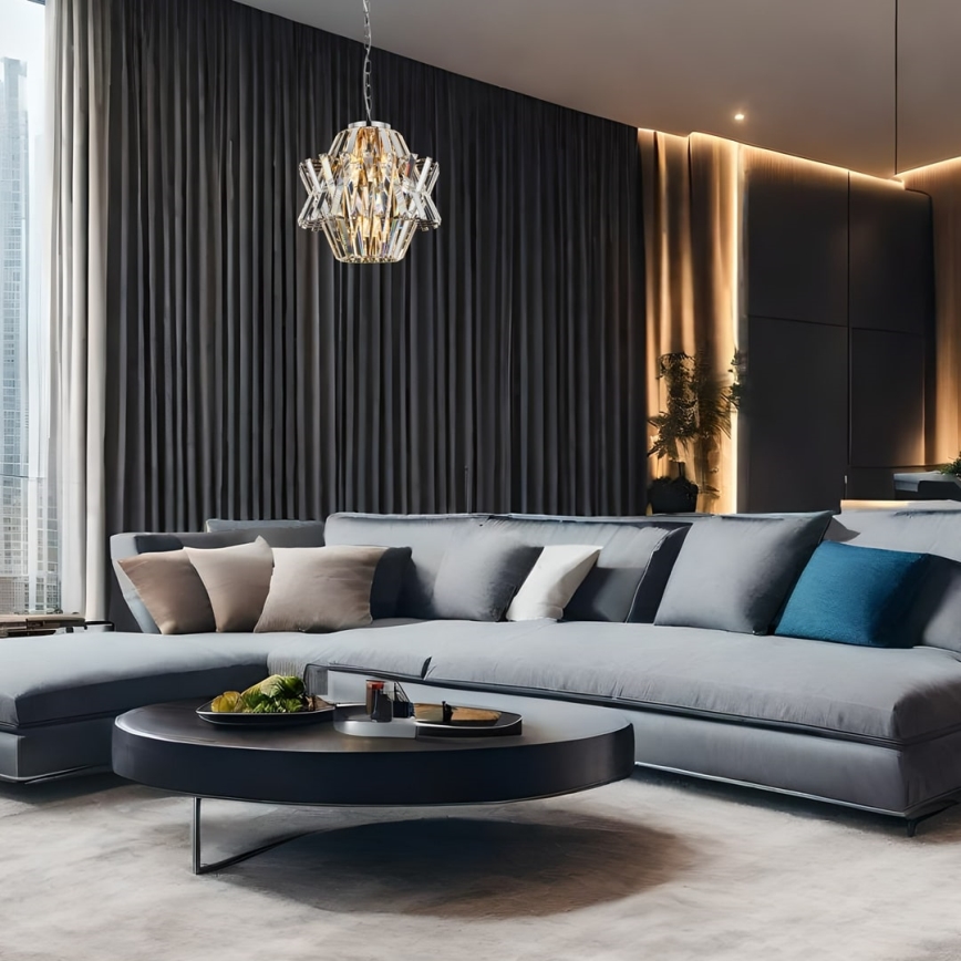 Kristalni luster na lancu CROWN 4xE14/40W/230V sjajni hrom