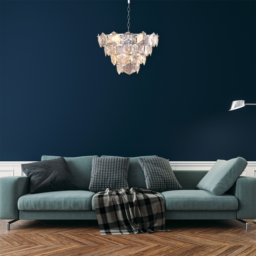 Kristalni luster na lancu DIANA 6xE14/40W/230V mat hrom