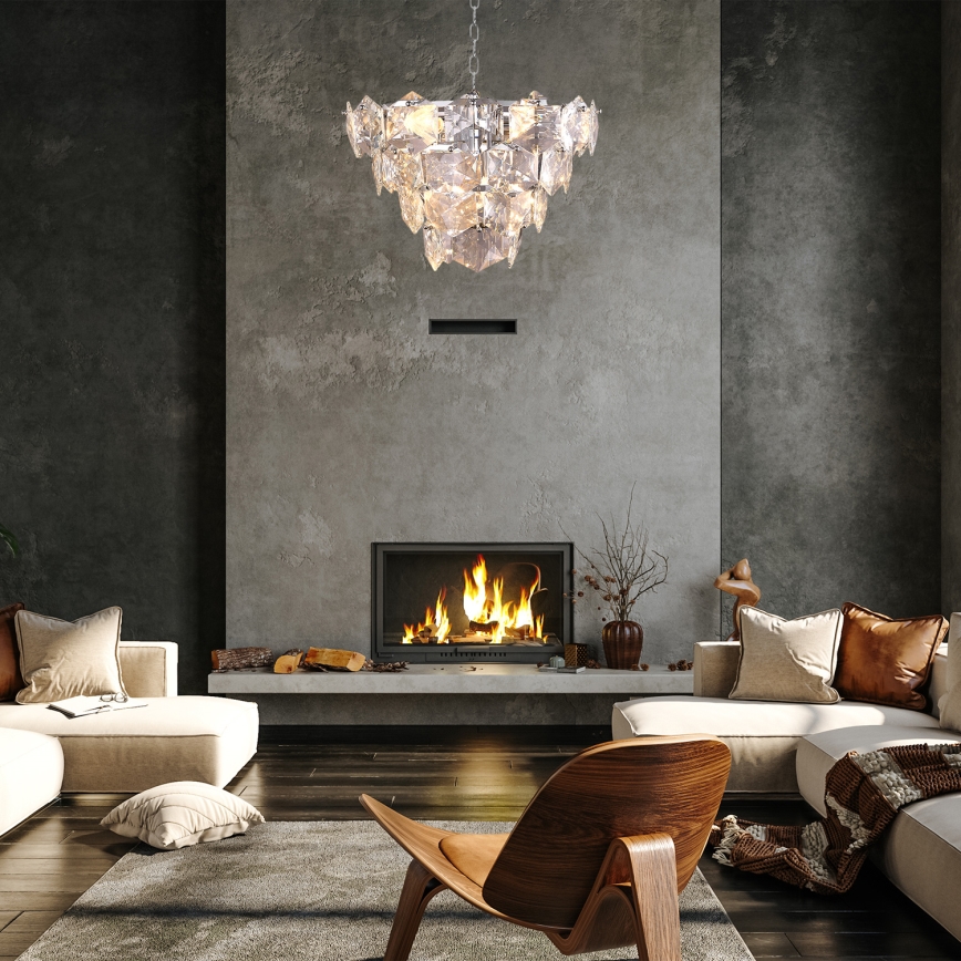 Kristalni luster na lancu DIANA 6xE14/40W/230V mat hrom