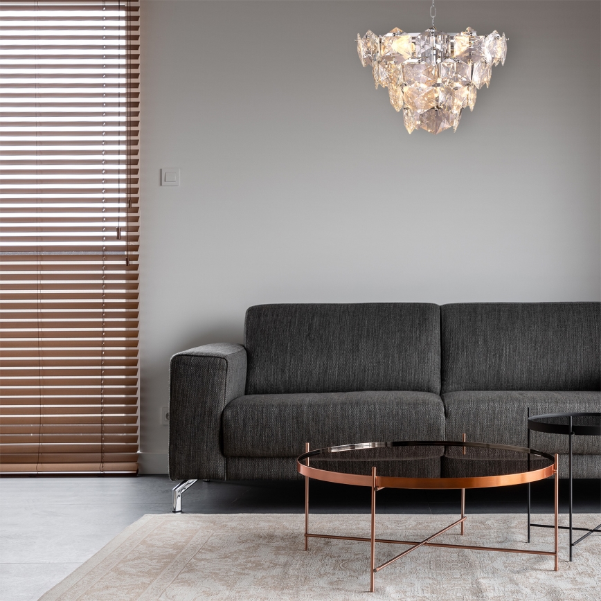 Kristalni luster na lancu DIANA 6xE14/40W/230V mat hrom