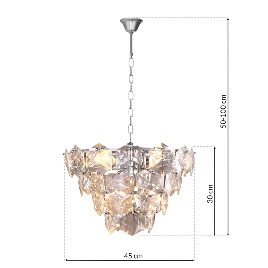 Kristalni luster na lancu DIANA 6xE14/40W/230V mat hrom