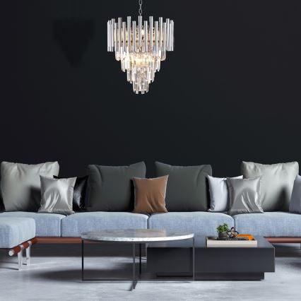 Kristalni luster na lancu MADISON 9xE14/40W/230V sjajni hrom