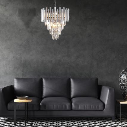 Kristalni luster na lancu MADISON 9xE14/40W/230V sjajni hrom
