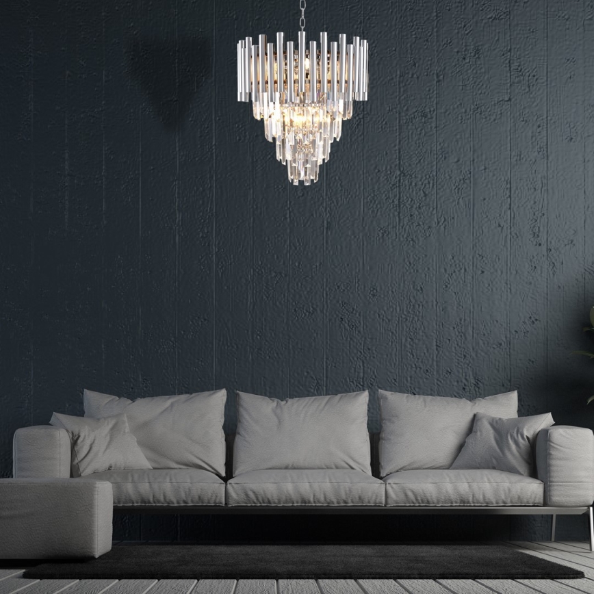 Kristalni luster na lancu MADISON 9xE14/40W/230V sjajni hrom