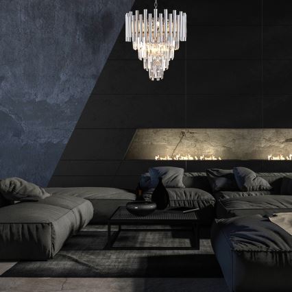 Kristalni luster na lancu MADISON 9xE14/40W/230V sjajni hrom