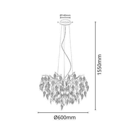 Kristalni luster na sajli 10xG9/40W/230V, crne boje