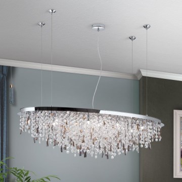 Kristalni luster na sajli CRYSTALRIVER 21xG9/40W/230V sjajni hrom