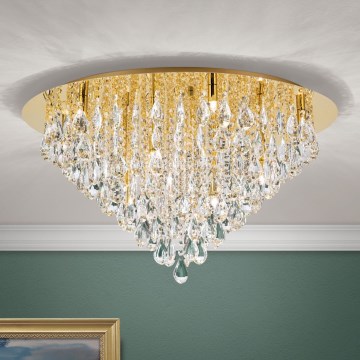 Kristalno plafonsko svetlo CELESTE 12xG9/40W/230V Ø 75 cm zlatno