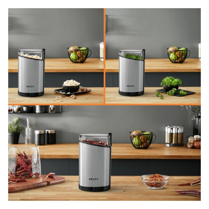 Krups - Električni mlin za kafu 85g FAST-TOUCH 200W/230V mat hrom