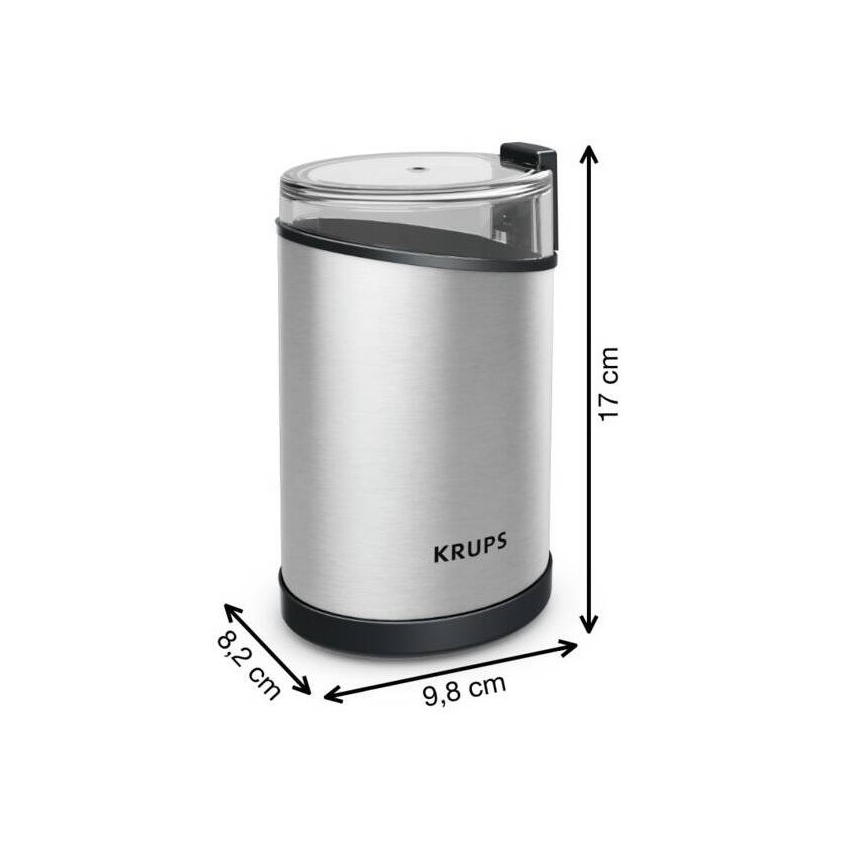 Krups - Električni mlin za kafu 85g FAST-TOUCH 200W/230V mat hrom