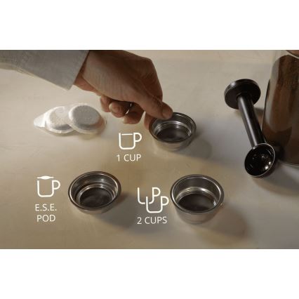 Krups - Espresso aparat s polugom za dve šoljice AUTHENTIC 1450W/230V siva