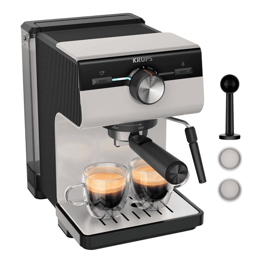 Krups - Espresso aparat s polugom za dve šoljice AUTHENTIC 1450W/230V siva