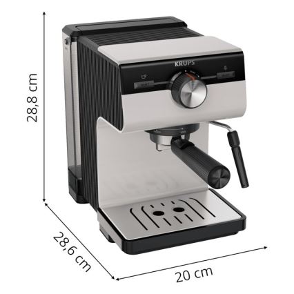 Krups - Espresso aparat s polugom za dve šoljice AUTHENTIC 1450W/230V siva