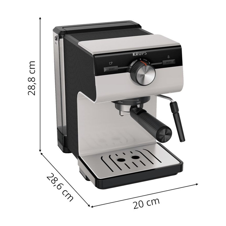 Krups - Espresso aparat s polugom za dve šoljice AUTHENTIC 1450W/230V siva