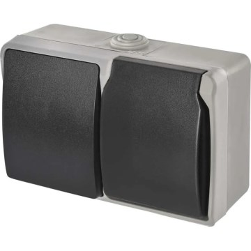 Kućni naizmenični prekidač br. 6 sa utičnicom 250V/16A, IP44, siva