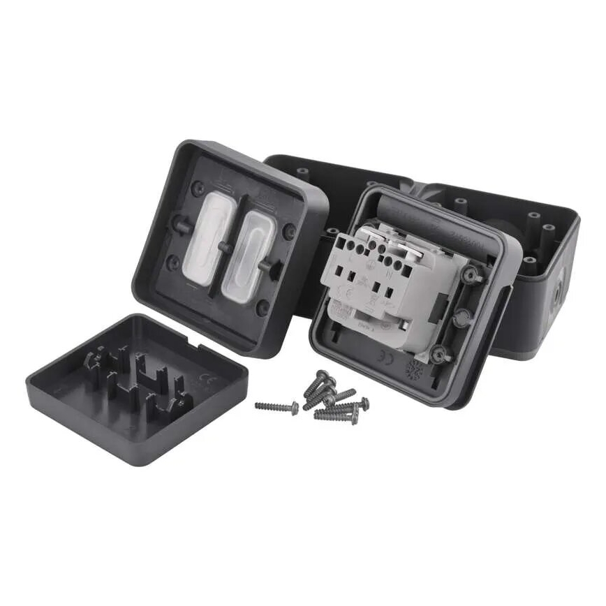 Kućni prekidač naizmenične struje sa utičnicom, 250 V / 16 A, IP55