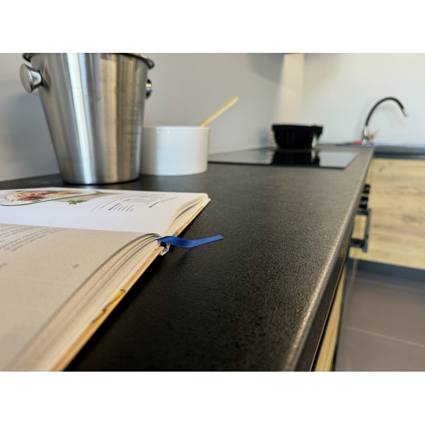 Kuhinjski blok MARINA 240 cm hrast craft/sjajna crna