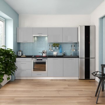 Kuhinjski set CELESTE 240 cm, sjajno siva