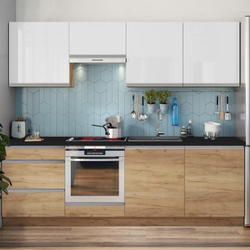 Kuhinjski set MARINA 240 cm hrast craft/sijajna bela